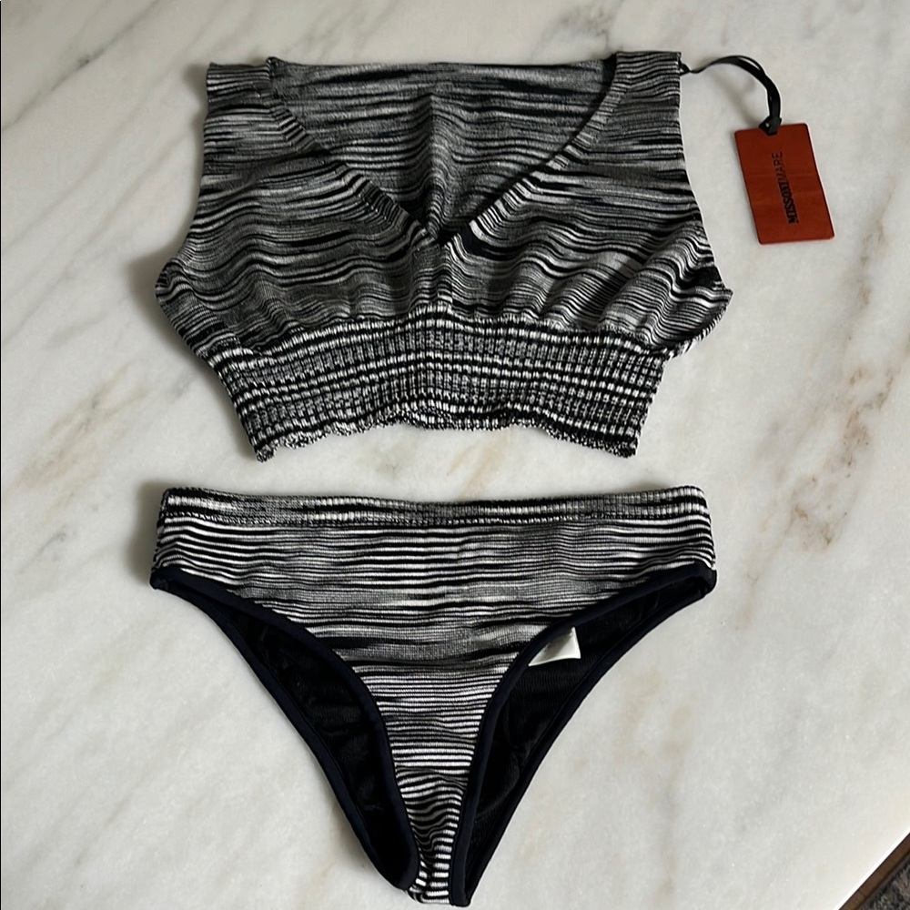 NWT Missoni Mare black and white strip swimsuit size 44